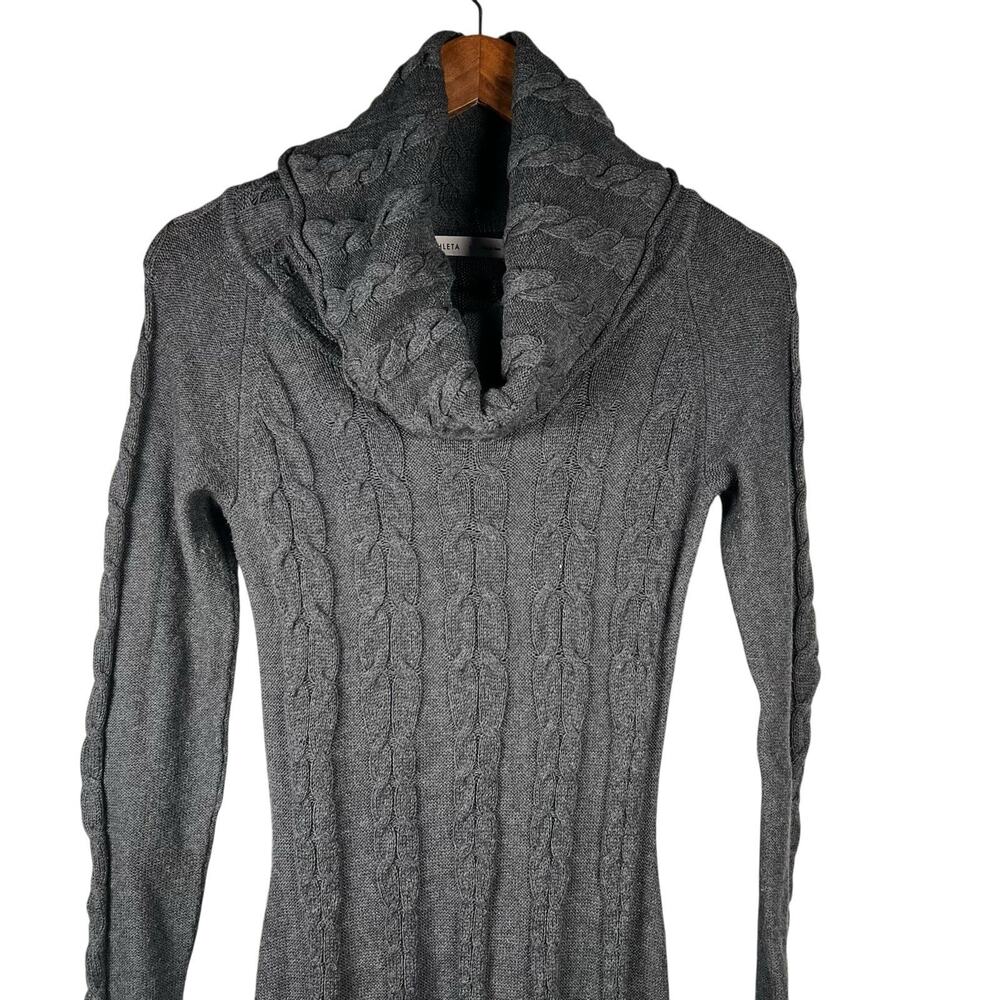 Athleta Womens Gray Cable Knit Cowl Neck Sweater Dress Long Sleeve Size Small - Picture 2 of 10